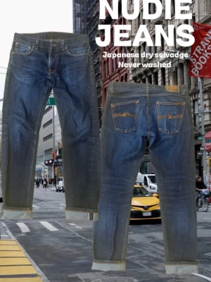 Nudie jeans - Tja! Säljer mina feta Nudie Jeans 👖 Modell: Lean Dean (slim fit) Storlek: W32/L32 (hör av er för mått om ni är osäkra)  Dry selvedge och aldrig tvättade, så du kan få egna snygga fades 🔥 Bra skick med lite naturligt slitage som ger en clean look