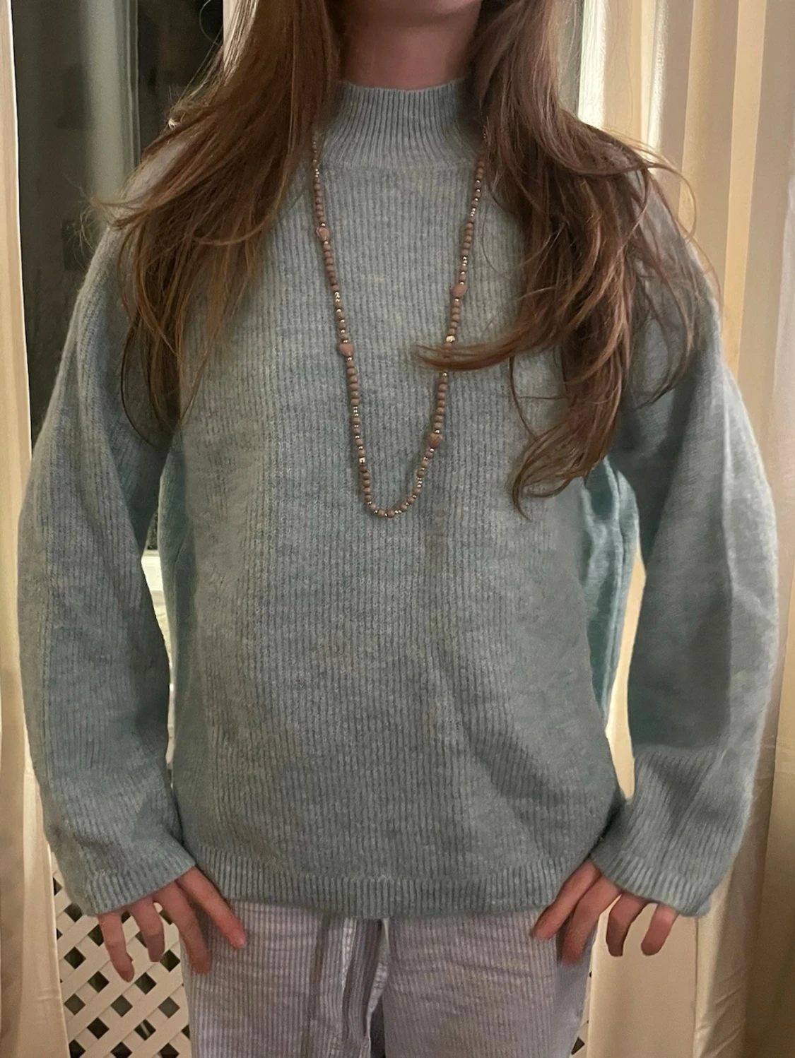 Turkos stickad tröja 