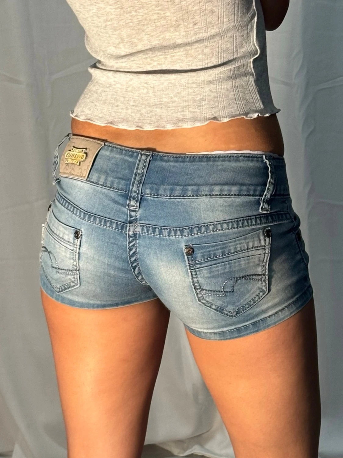 Lågmidjade jeansshorts  - 2