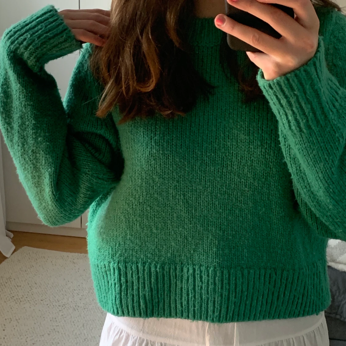 Grön stickad tröja - 90