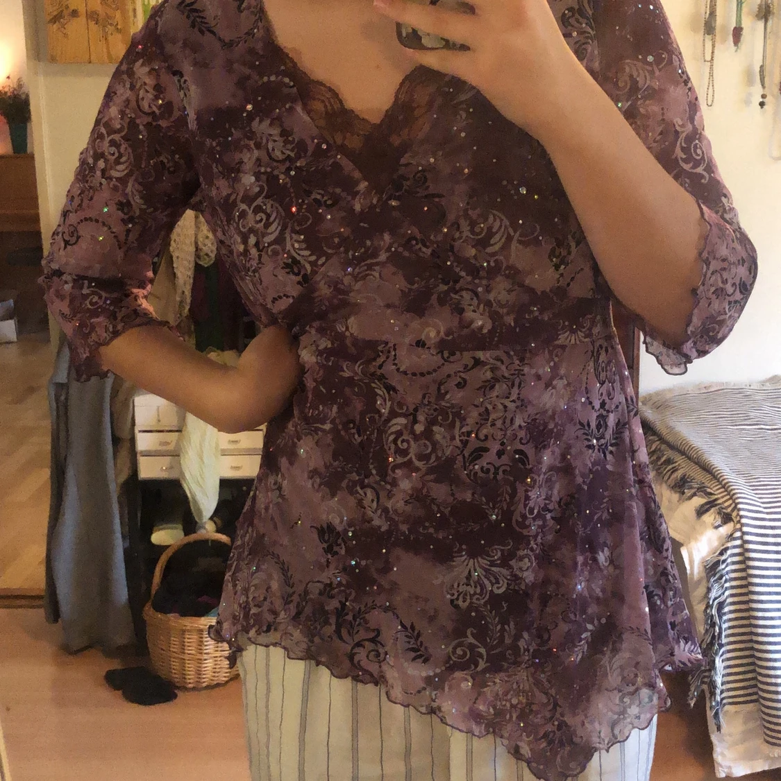 Lila spetts topp - 90