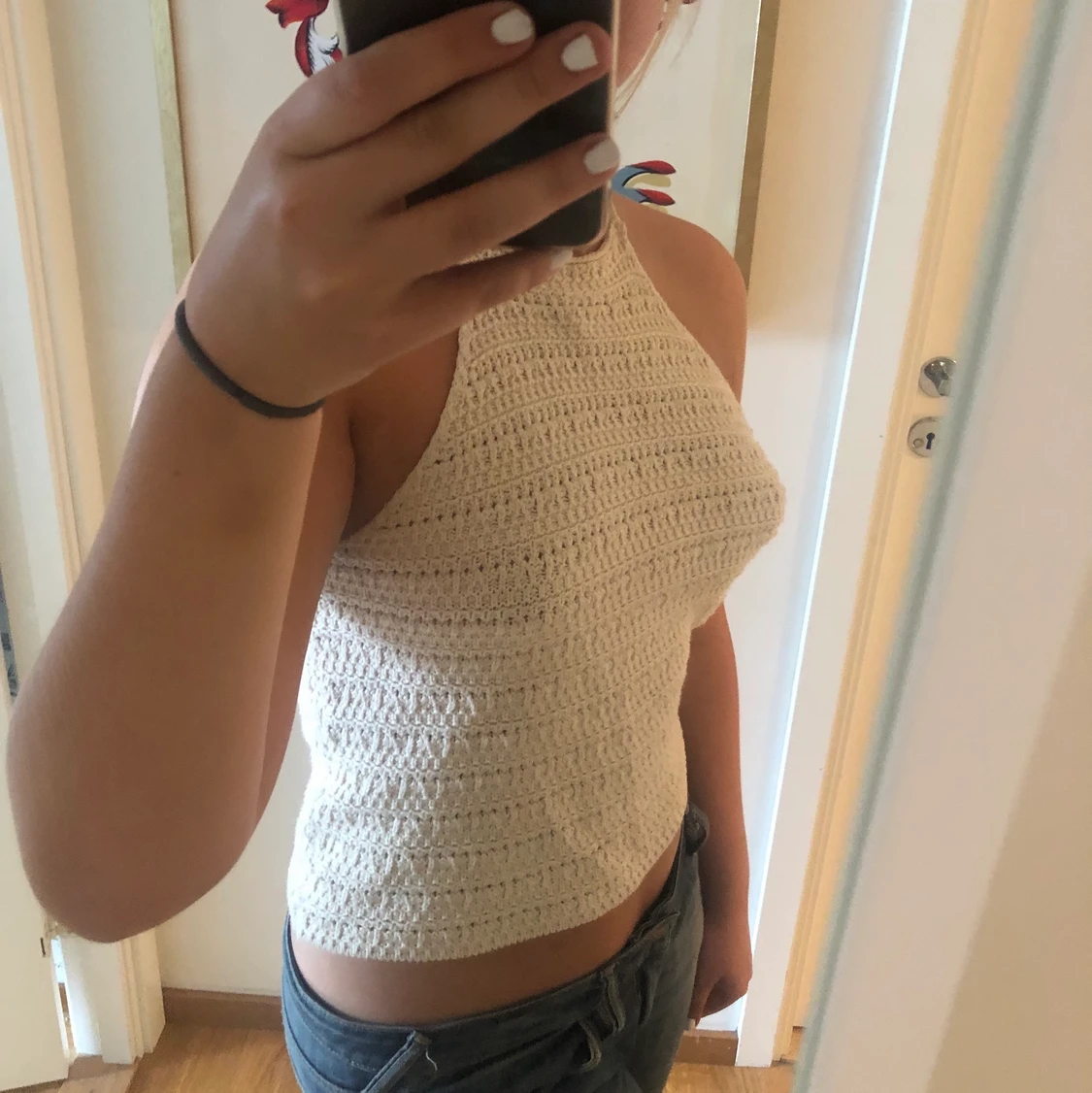 Stickad halted neck topp - 91