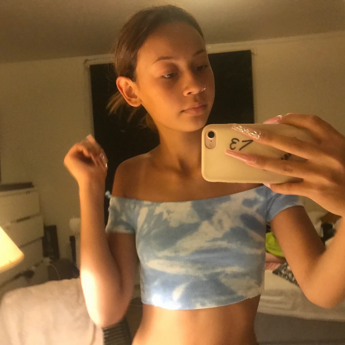 En kort fin himmel blå topp! storlek sx