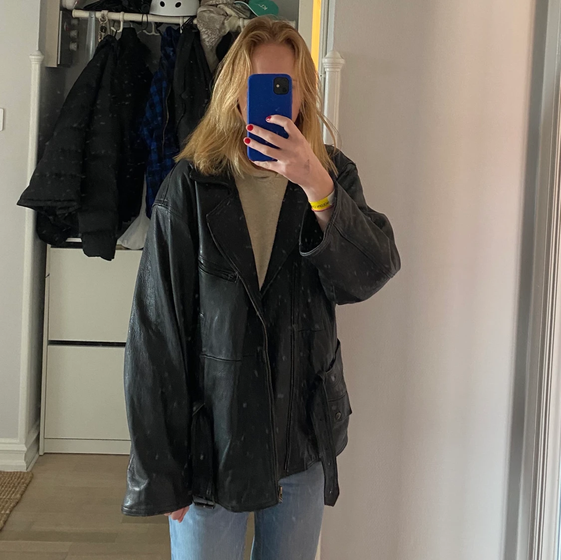 Skinnjacka i äkta läder