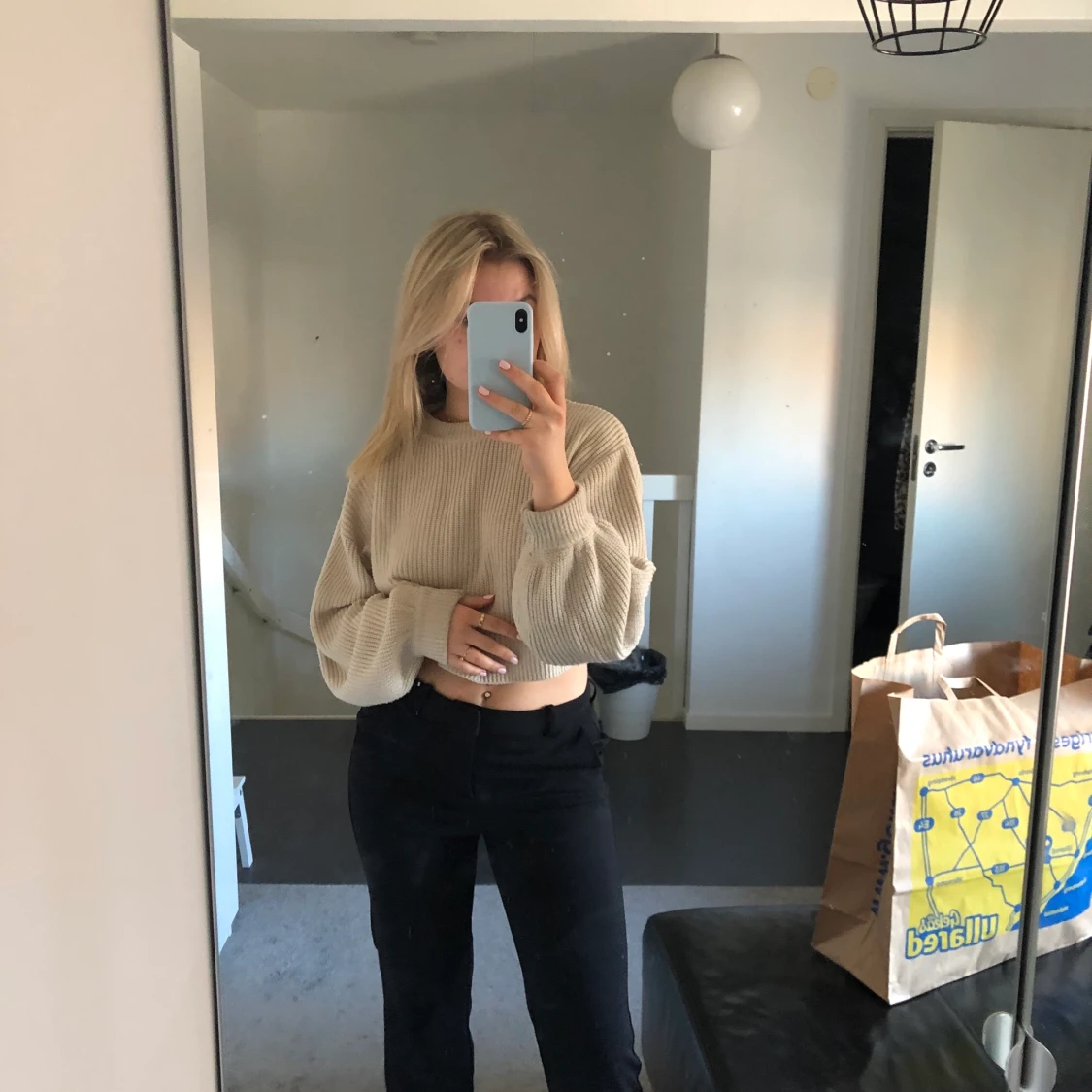 beig stickad tröja - 91