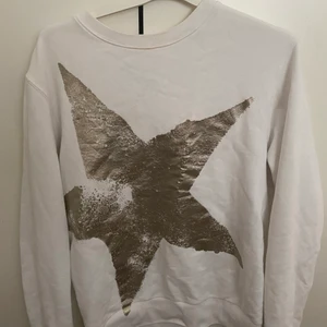 Säljer min Golden Gose tröja - Säljer min fina tröja som jag köpte på märkes affäen ABCD för 5000 kr julas, modellen är till för både tjejer och killar. Den är andvänd max 10 gånger och är så fin över en klänning eller till ett par snygga jeans🤩 Tröjan är i stolek S men fungerar för personer som har M/xs också!!! För intresse är de bara att höra av sig, eller om man vill vill ha fler bilder där jag har på mig den. Först i kvarn gäller ❤️