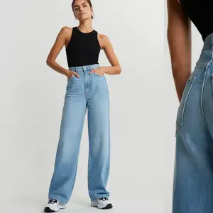 Säljer mina populära jeans ifrån Gina i väldigt bra skick! Det är slutsålda och nypris var 600kr! Modell: Idun wide jeans🤍