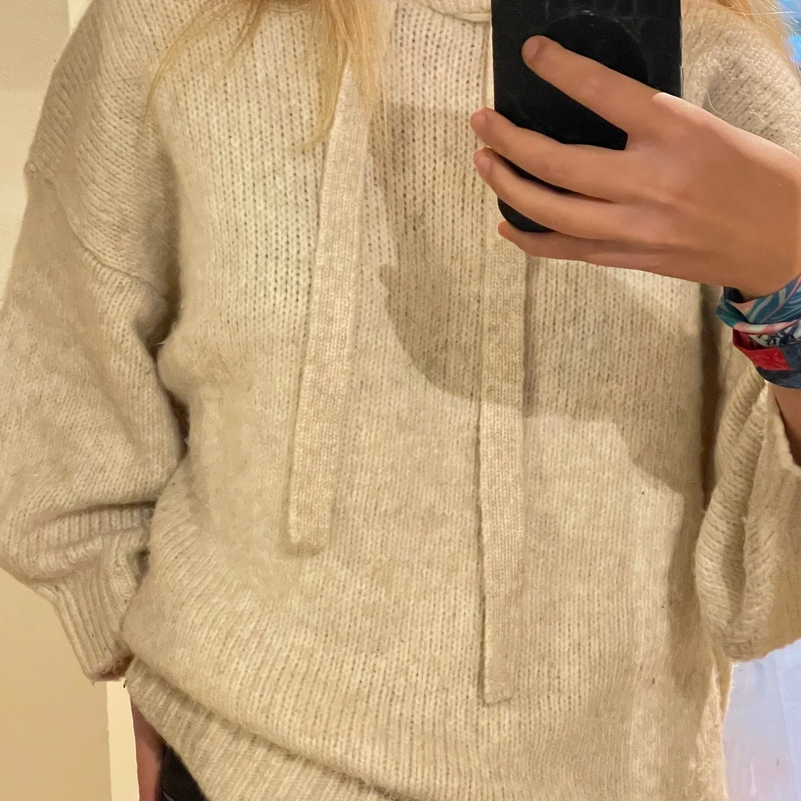 stickad hoodie  - 90