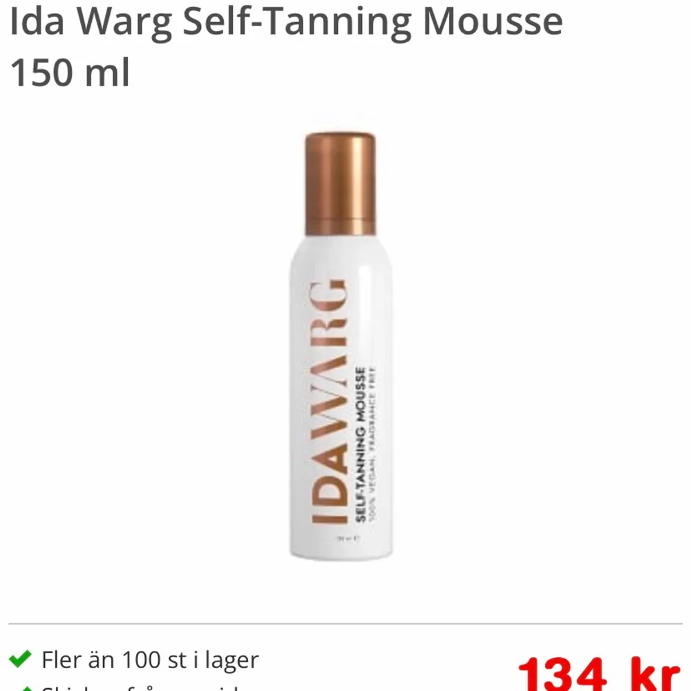 Oöppnad och aldrig använd self-tanning mousse från Ida Warg (medium dark) Säljer då jag aldrig fått användning för den. Övrigt.