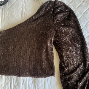 Paljett tröjor  - Brun snygg paljett tröja med en ballong ärm 