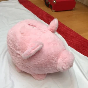 Chonky lurvig spargris 🐷🐷 - Jag tar det sorgliga beslutet att sälja min stora lurviga spargris, funkar som båda gossedjur och att ha pengar i. Håll där uppe där man kan lägga i mynt, och ett hål där nere (kinda sus) som är förtäpt med ett lock, där man kan ta ut pengarna 🤑🤑. Funkar som kudde om man vill det!! Köp gärna😀😀 Han har inga ögon av nån anledning 🤔, hade inte det när jag köpte den