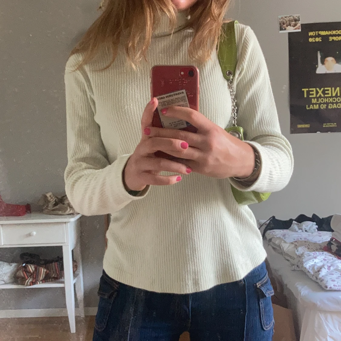 Limegrön/gul polotröja - 91