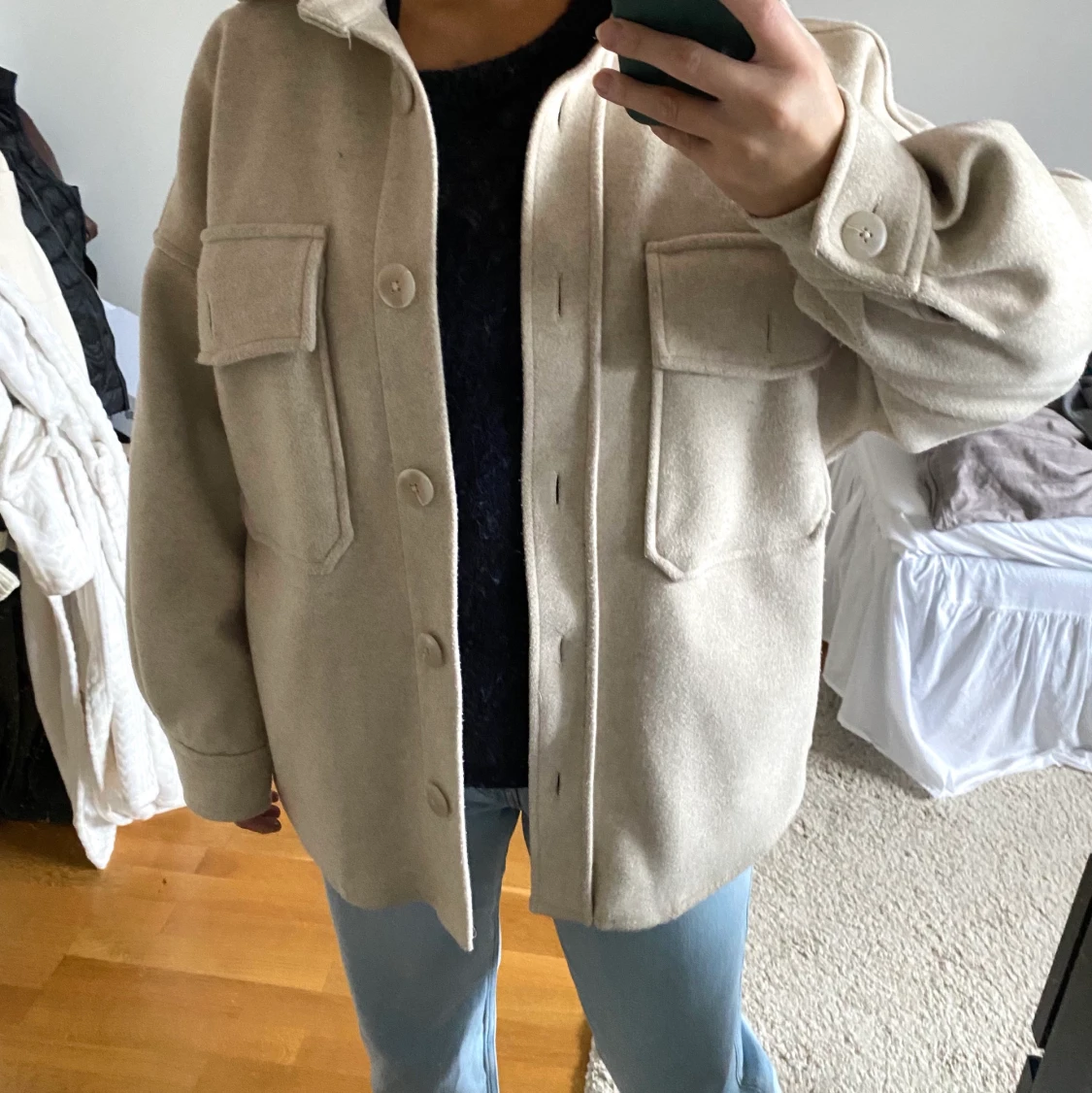 Beige skjortjacka/kort kappa - 90