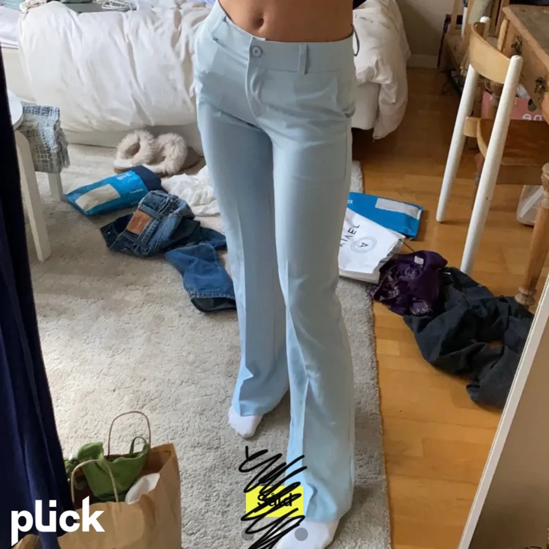 Blåa kostymbyxor  - 90