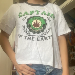 T-shirt  - T-shirt med slitningar och tryck i fint skick. Katt i hemmet, strolek uppskattad. 