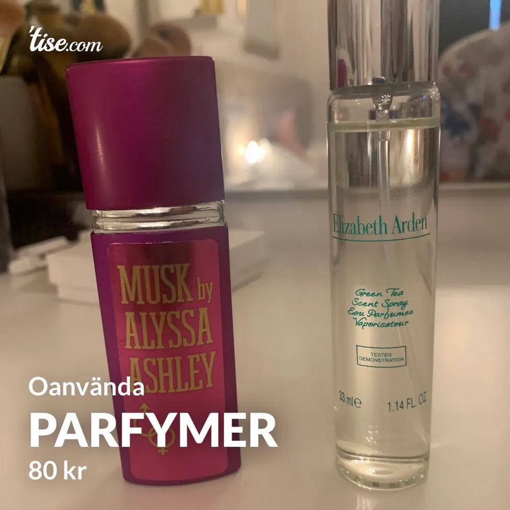 Parfymer oanvända: E.Arden 33ml 80:-  Musk 80:-. Övrigt.