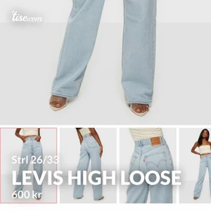 Levis high loose - Strl 26/33, passar mig som är 174 cm. Säljer pågrund av att de är för små för mig, därav knappt använda 💕