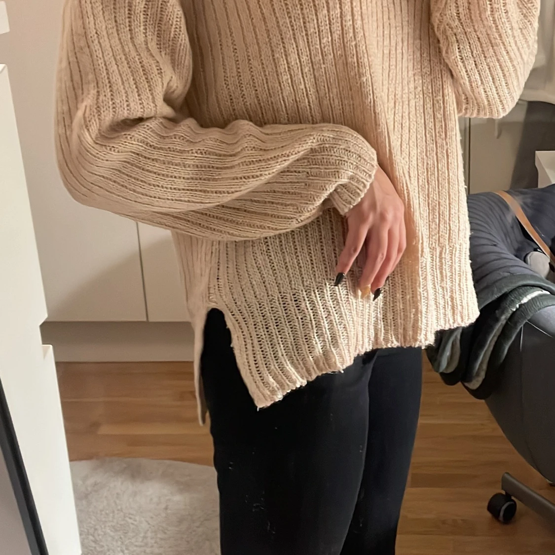 Rosa stickad polo - 90