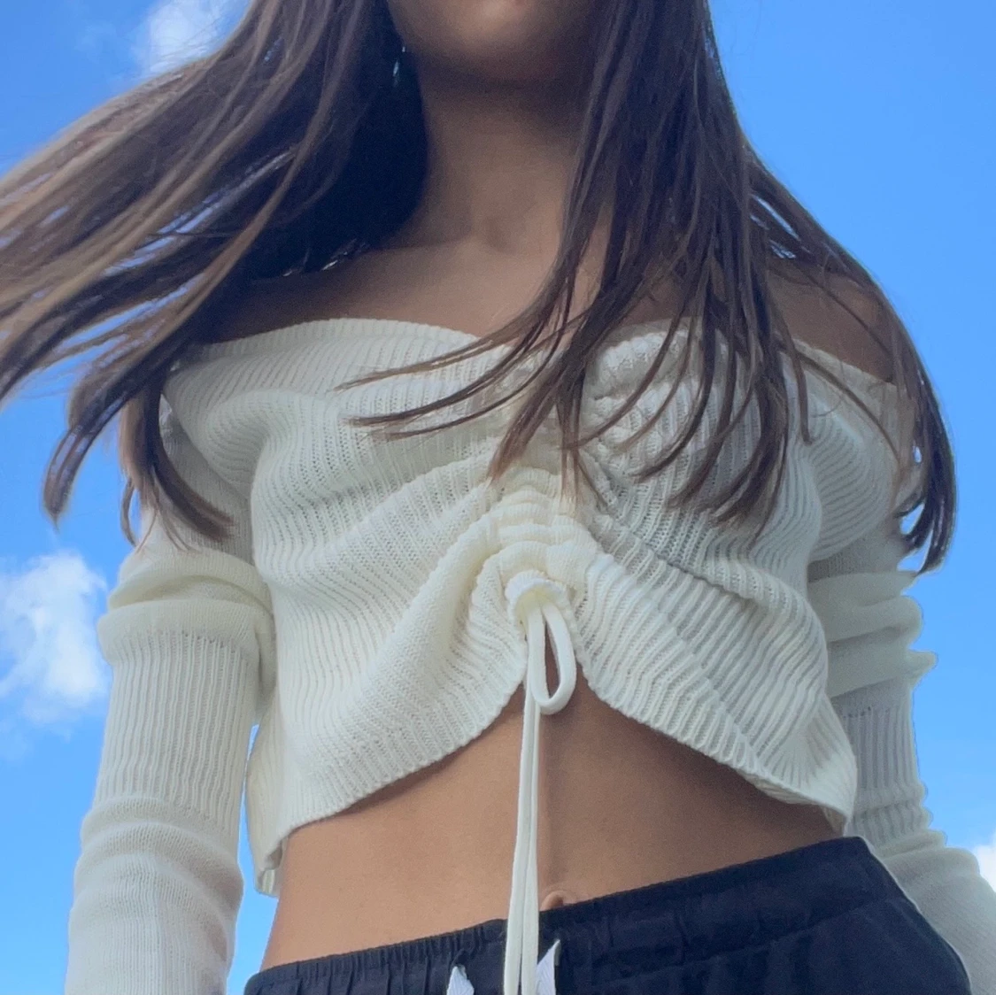 Vit stickad tröja - 90