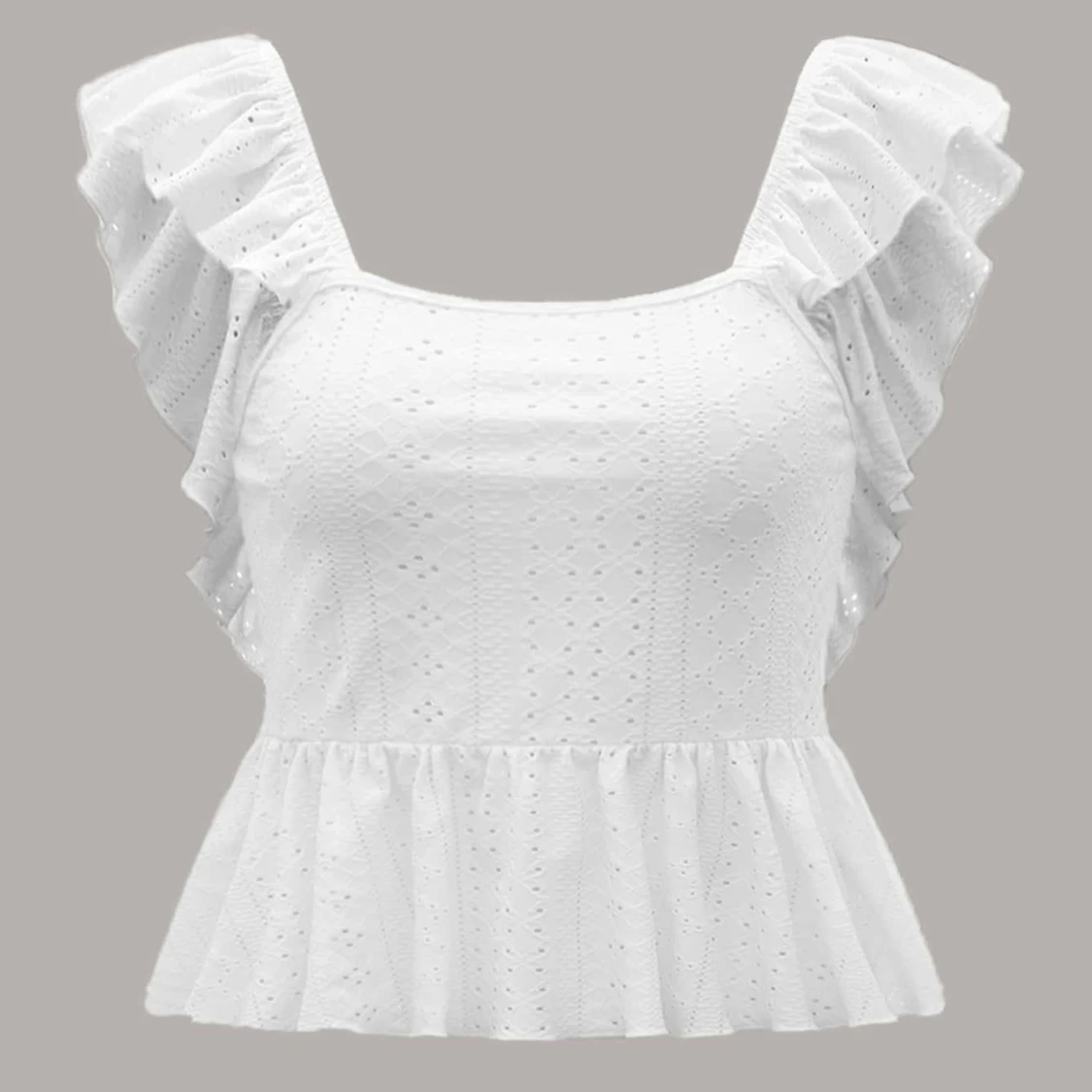 Vit blus med volangdetaljer