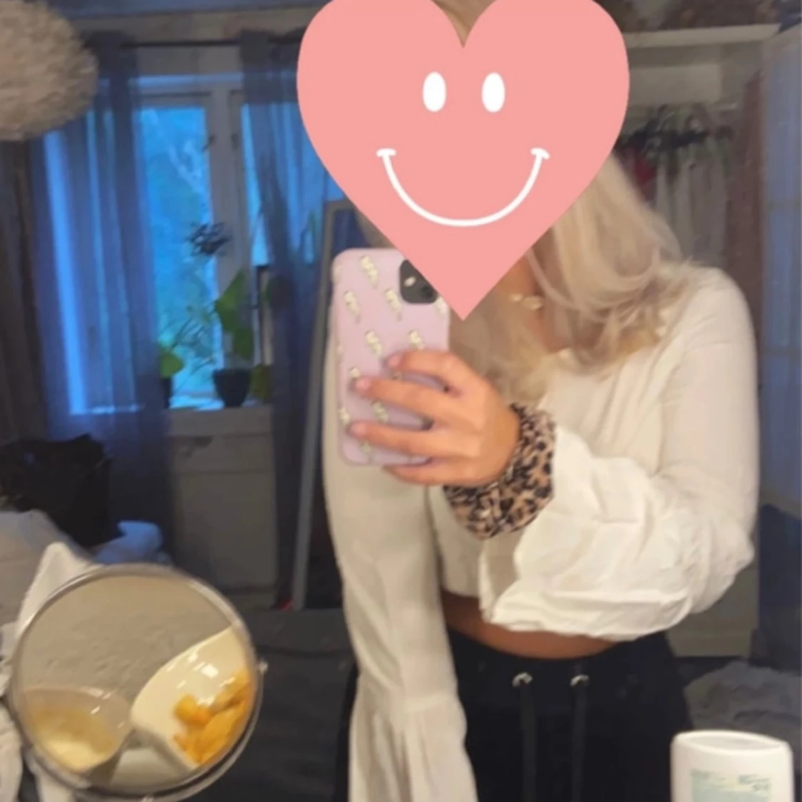 Vit långärmad blus - 90