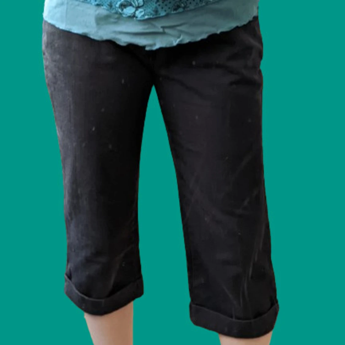 Svarta capribyxor i jeansmaterial - 91