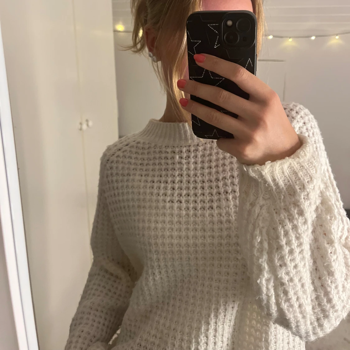 Vit stickad tröja  - 90