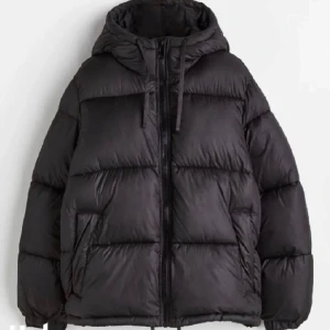 Svart pufferjacka med huva - Säljer en svart pufferjacka med huva och dragkedja. Jackan har en oversized passform och är perfekt för kalla dagar. Den är långärmad och har en stilren design som passar till det mesta. Perfekt för vintern! Skriv för bilder 