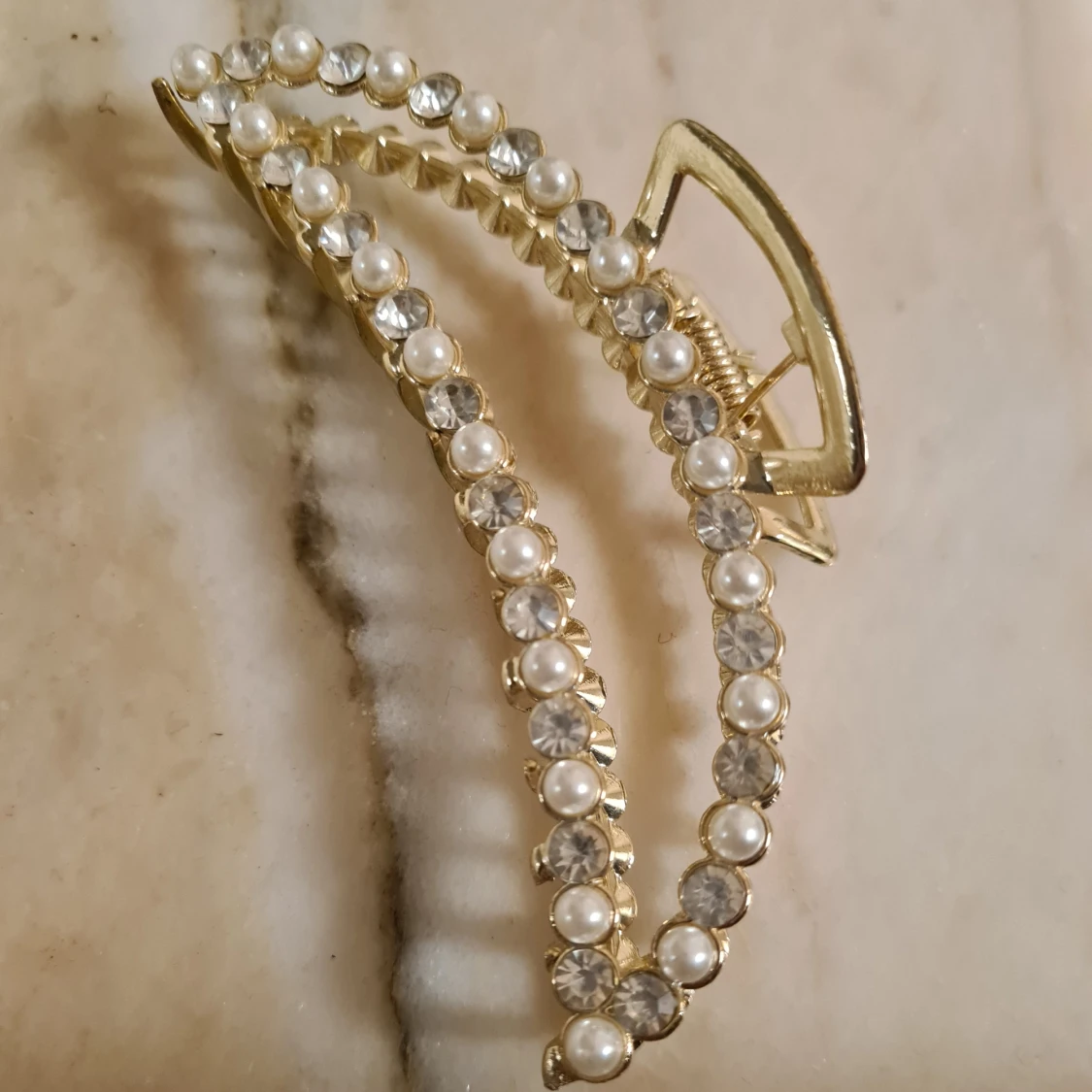 Hårklämma med pärlor och strass - 2