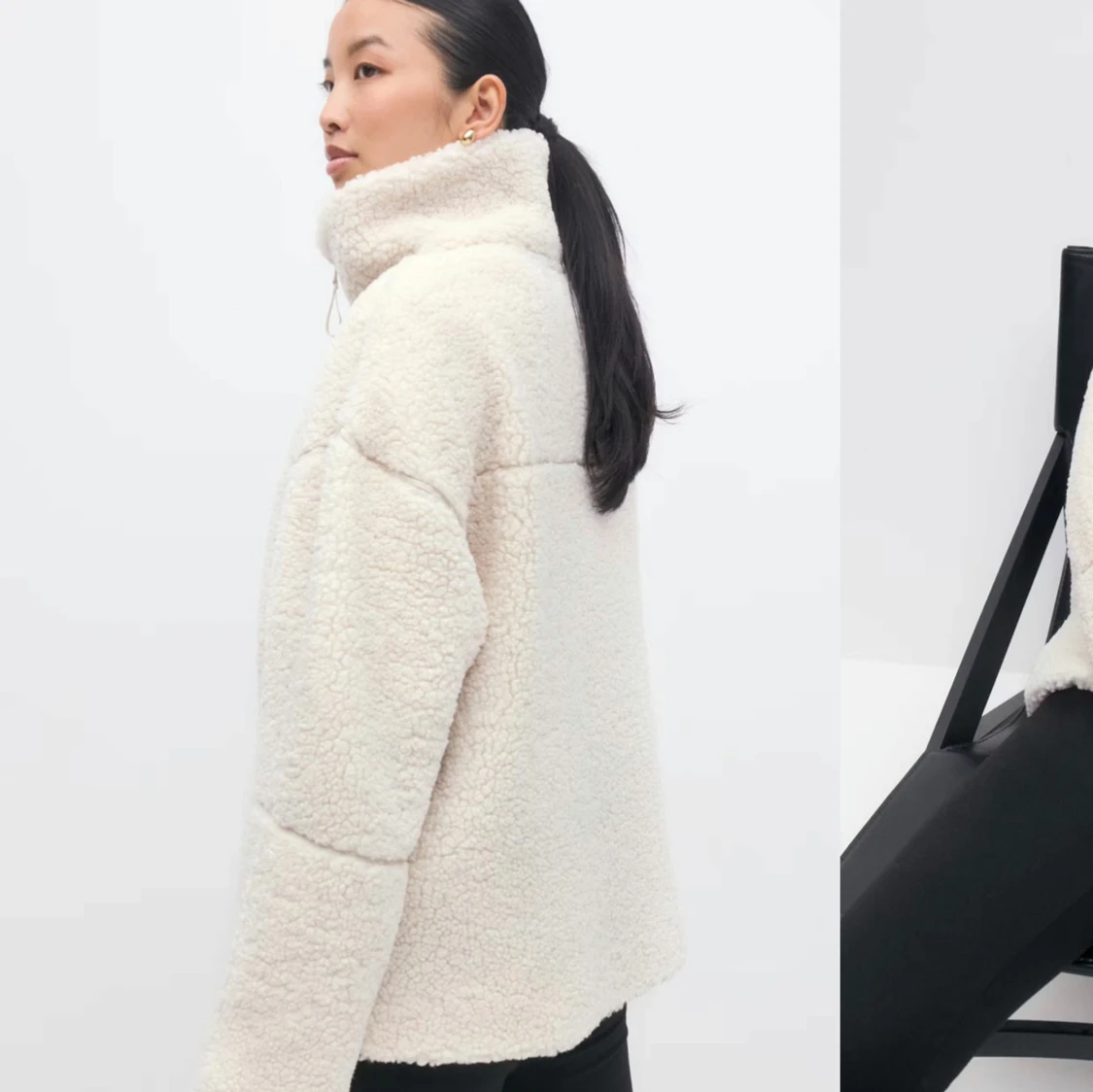 Beige teddyjacka med dragkedja - 1