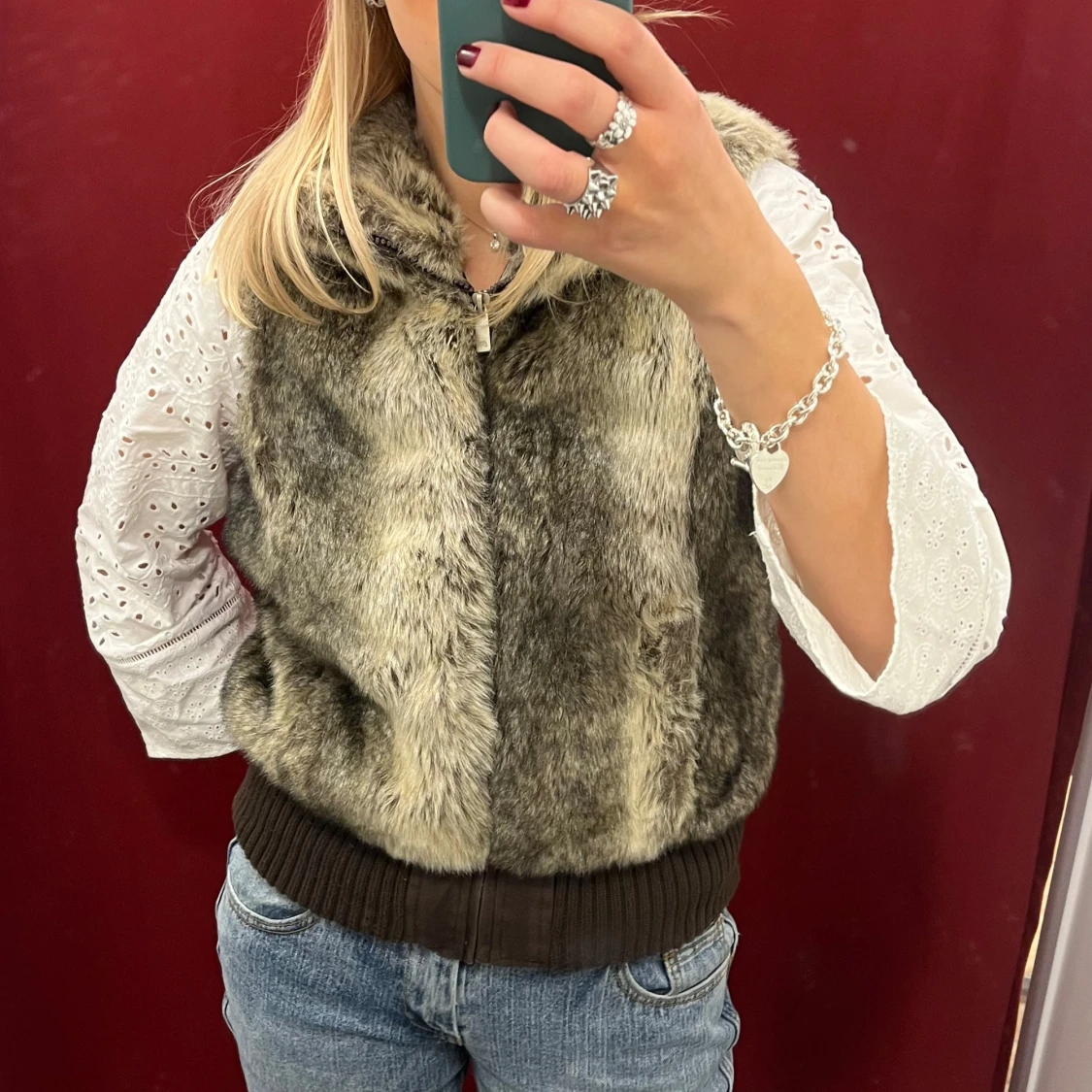 pälsväst med dragkedja