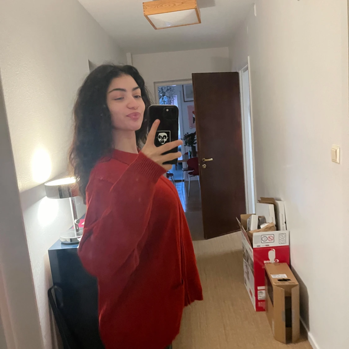 Röd kofta med dragkedja - 92