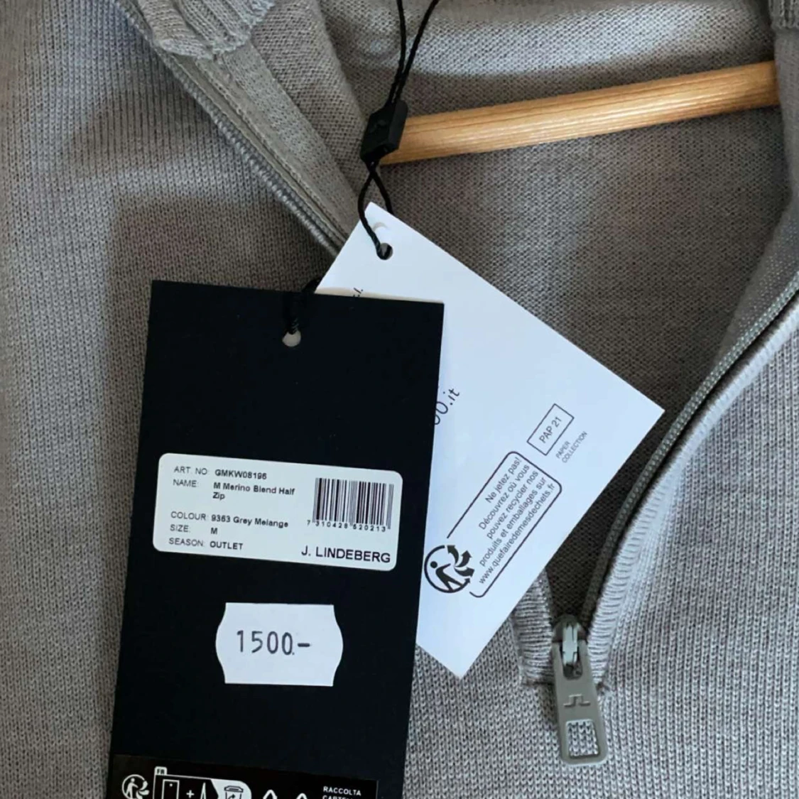 Stickad grå J Lindeberg zip tröja - 91