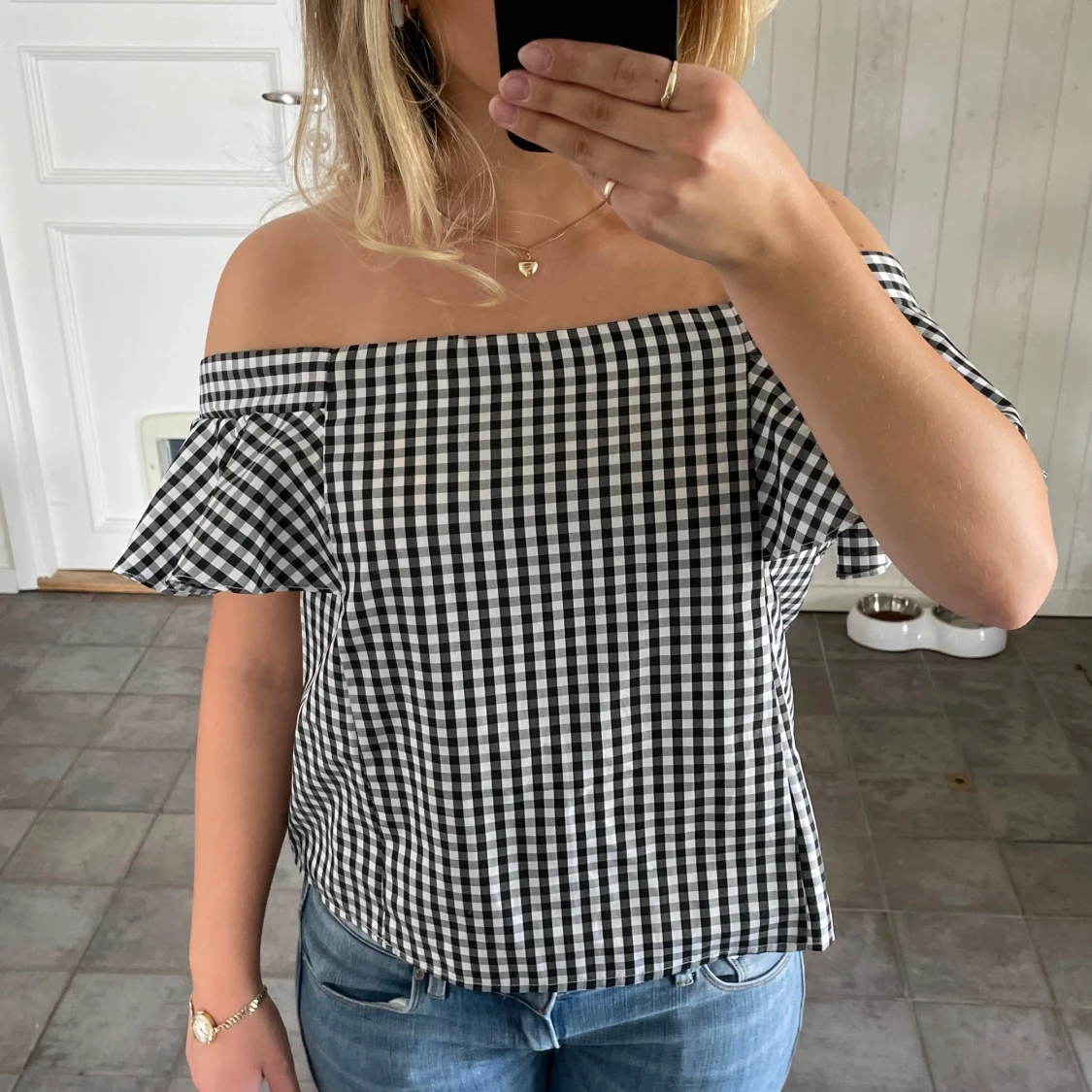 Rutig of shoulder tröja - 90