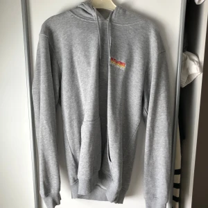 Grå hoodie från Studio - Säljer en grå hoodie från märket Studio. Den är i storlek M och är gjord av 80% bomull och 20% polyester. Hoodien har en klassisk design med en stor ficka på magen och en justerbar huva med dragsko. Perfekt för höst och vinter!