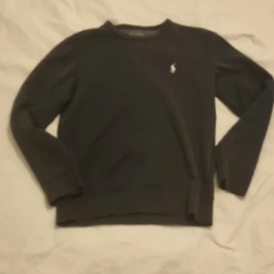 Svart tröja från Ralph Lauren - Säljer en stilren svart tröja från Ralph Lauren med det klassiska broderade logotypen på bröstet. Tröjan har långa ärmar och en rund halsringning. Perfekt för en avslappnad och snygg look. 165 cm