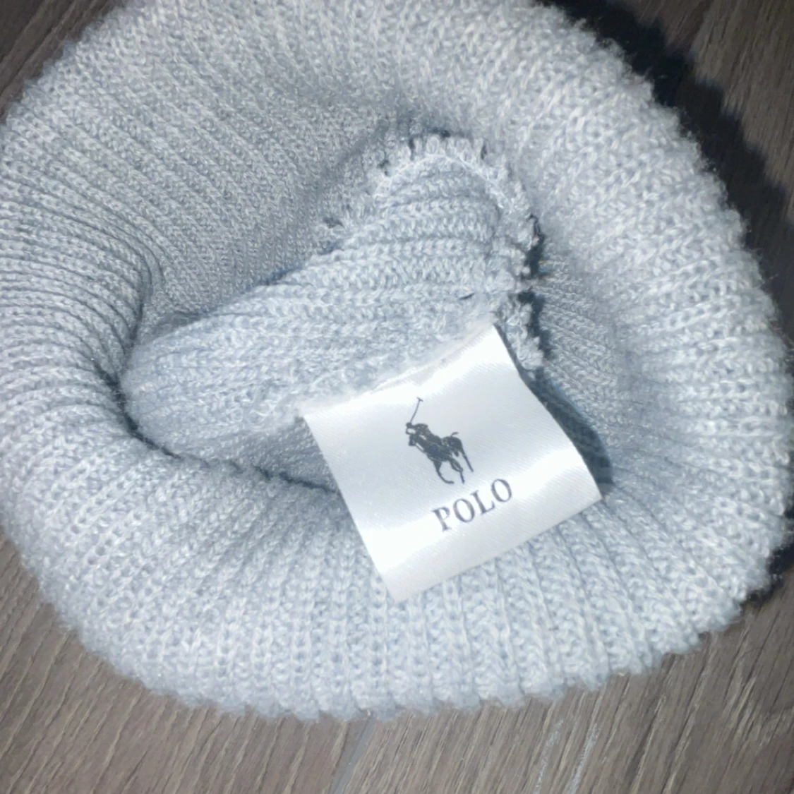 Grå stickad Ralph laruen mössa - 4