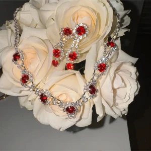 Glittrade halsband/örhänge - I nästan nyskick 