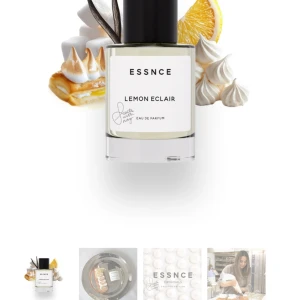 Essnce Lemon Eclair Eau de Parfum - Fräsch och citrusdoftande parfym från Essnce med namnet Lemon Eclair. Flaskan är elegant och minimalistisk med en svart kork och vit etikett. Doften har inslag av citron och vanilj, vilket ger en söt och uppfriskande känsla. Slutsåld på en timme på Essnce hemsida. Den är Limited Edition