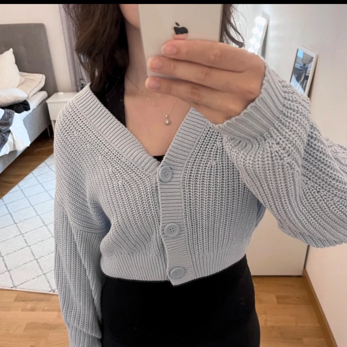 Ljusblå stickad kofta från H&M Divided - 1