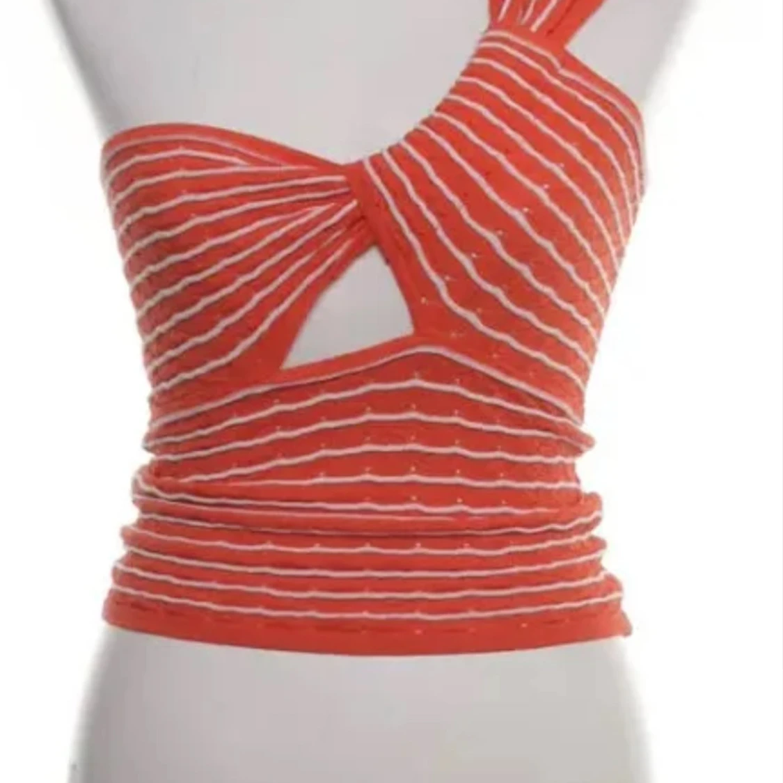 Röd randig oneshoulder topp