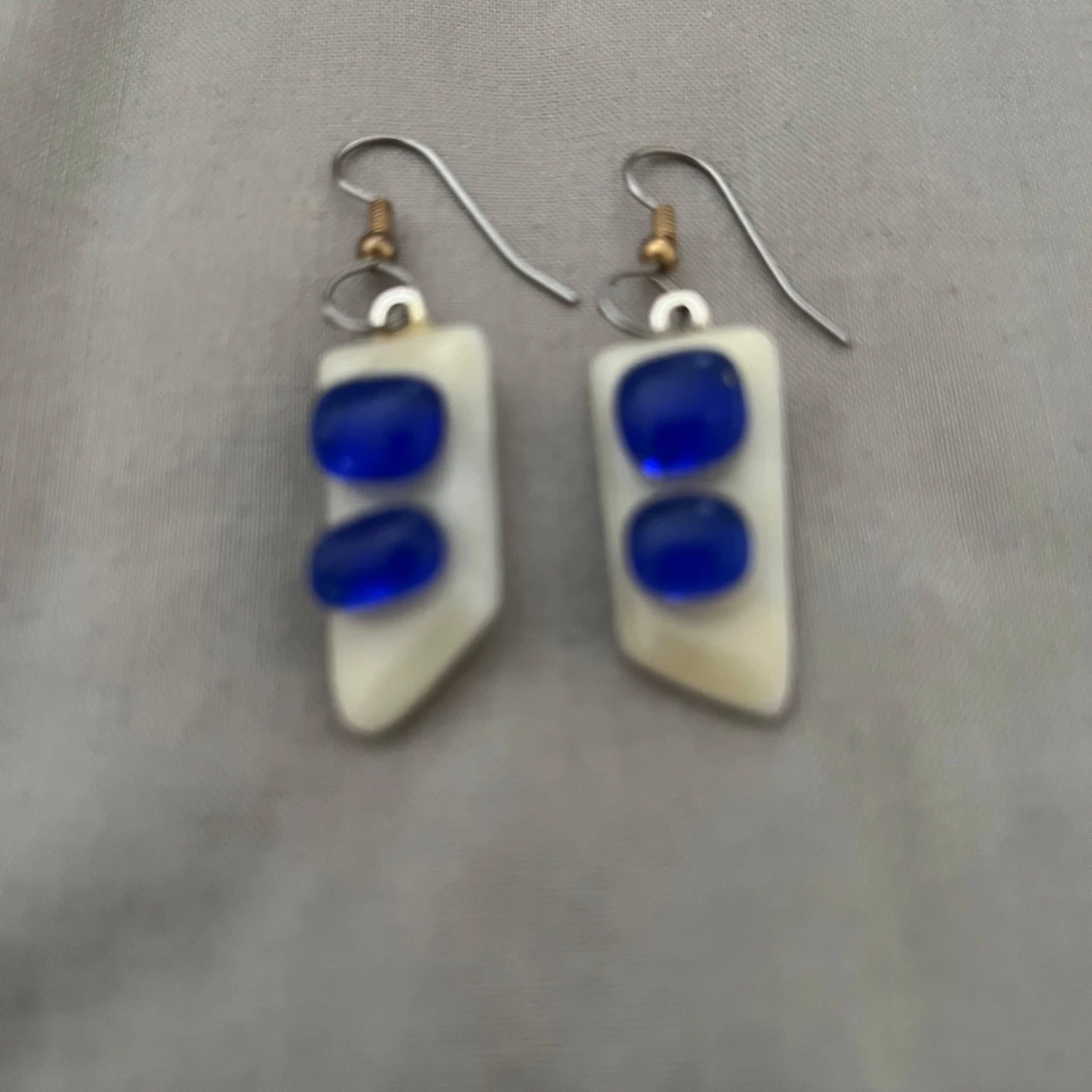 Colored fused glass  fishhook earrings - 91