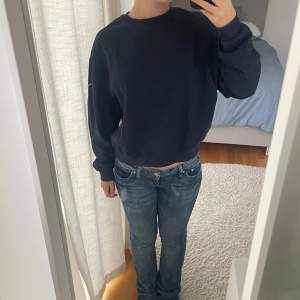 Säljer en mörkblå basic sweatshirt från Weekday i storlek XS. Perfekt nu till hösten när det börjar bli lite kyligare. Den är i mycket gott skick. 