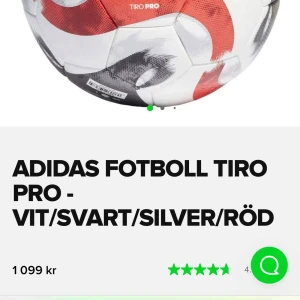 Adidas Fotboll Tiro Pro - Säljer en Adidas Tiro Pro fotboll i färgerna vit, svart, silver och röd. Den har även använts av AIKs A-Lag 