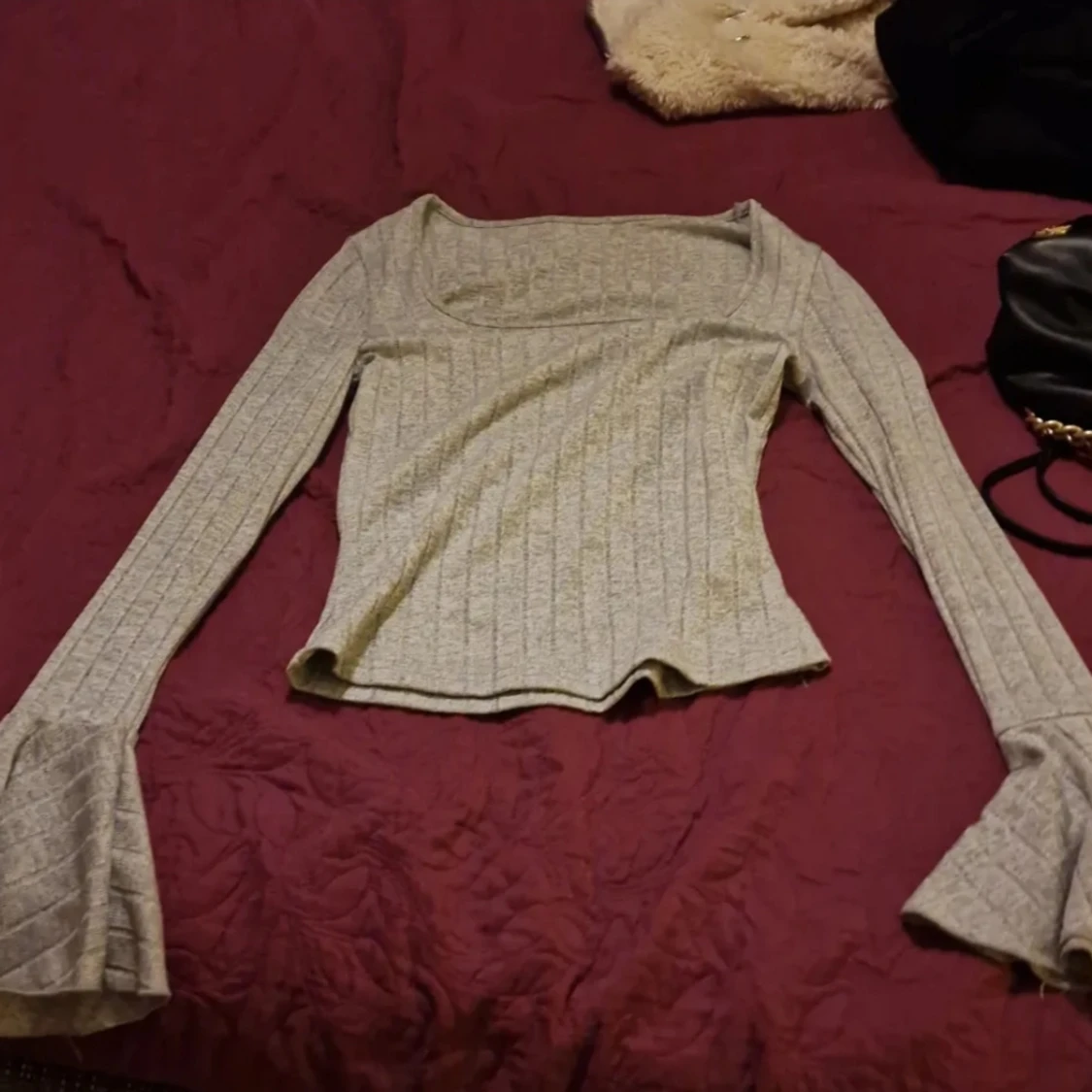 Grå ribbad topp från Shein