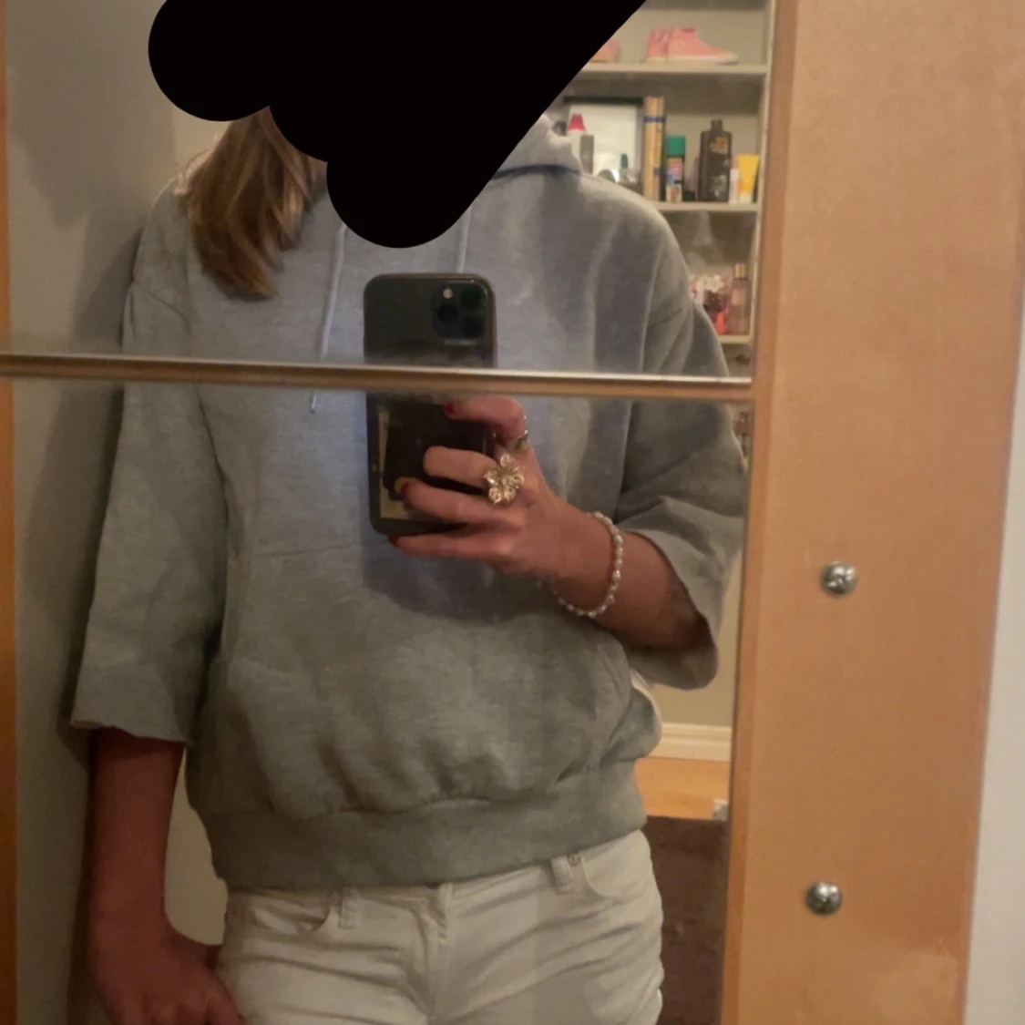 Trekvartsärmad hoodie