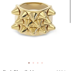 Guldfärgad ring med nitar från Edblad - Snygg och iögonfallande ring från Edblad med en modern twist på punkiga nitar. Ringen är guldfärgad med 14K guldplätering och finns i storlek L, 18,5 mm. Perfekt för att göra ett statement! Skriv till mig om ni har några frågor❤️