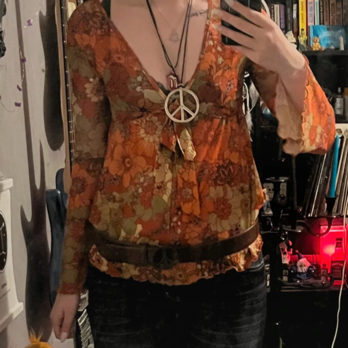 hippie mesh topp med flowy armar - 92