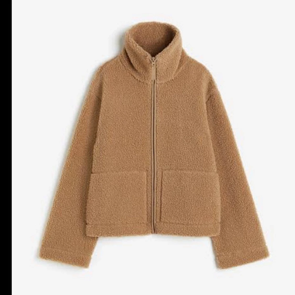 Beige teddyjacka med dragkedja