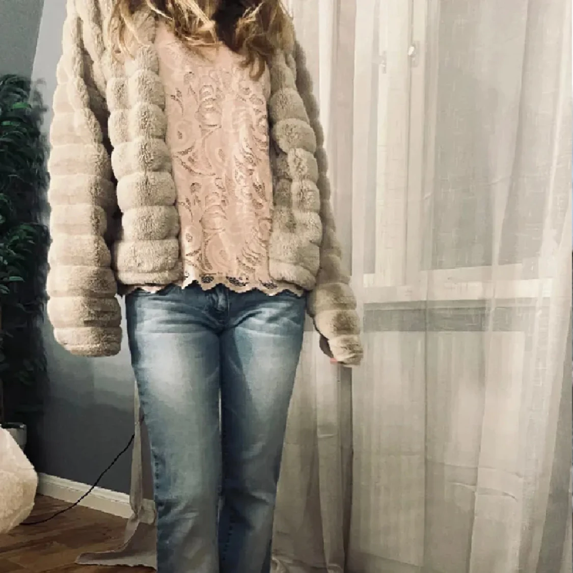 ljusrosa pälsjacka - 91